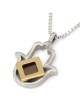 Two-Tone Sterling Silver Hamsa Pendant with Micro Tanach Chip and 14K