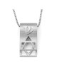 14K White Gold Scroll Pendant with Shin and Cut-Out Star of David