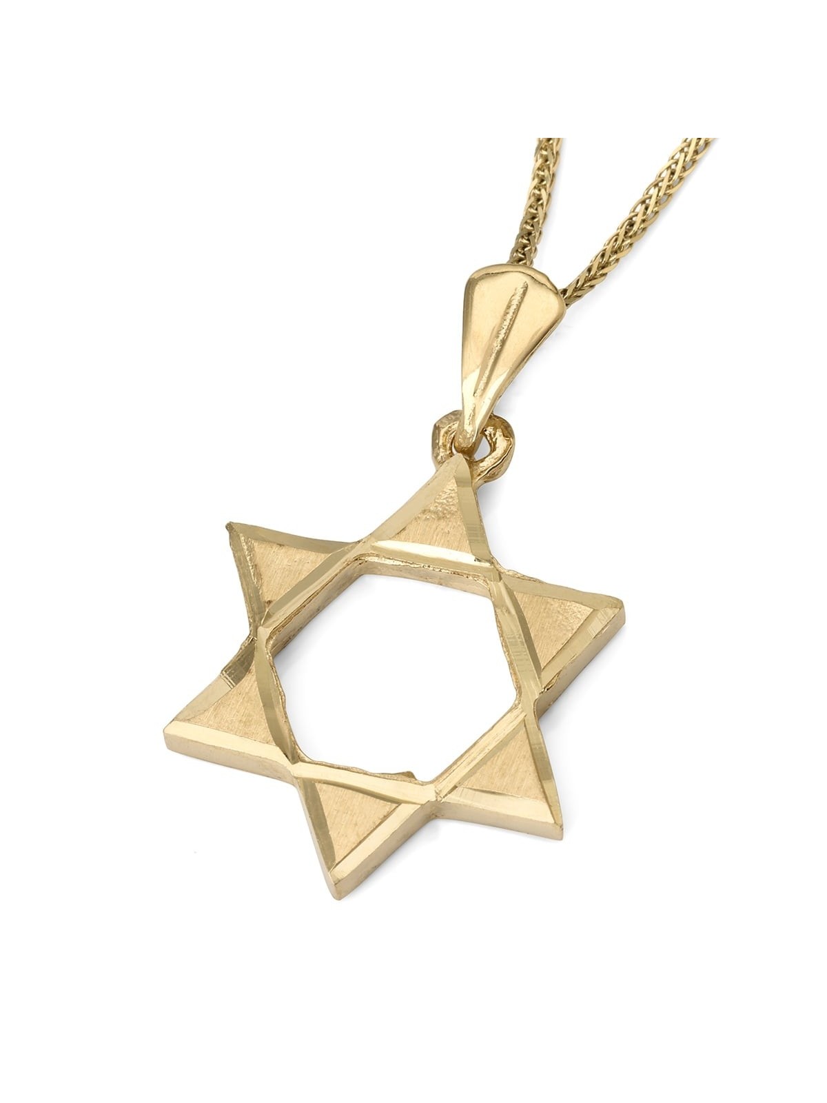 14K Gold Large Unisex Open Star of David Pendant