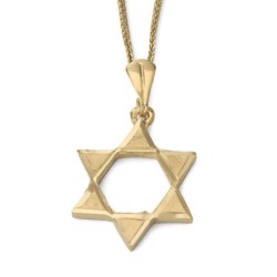 14K Gold Large Unisex Open Star of David Pendant