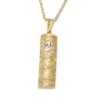 14K Yellow Gold Mezuzah Shaped Pendant for Women with Ornate Design an