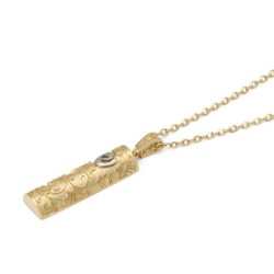 14K Yellow Gold Mezuzah Shaped Pendant for Women with Ornate Design an