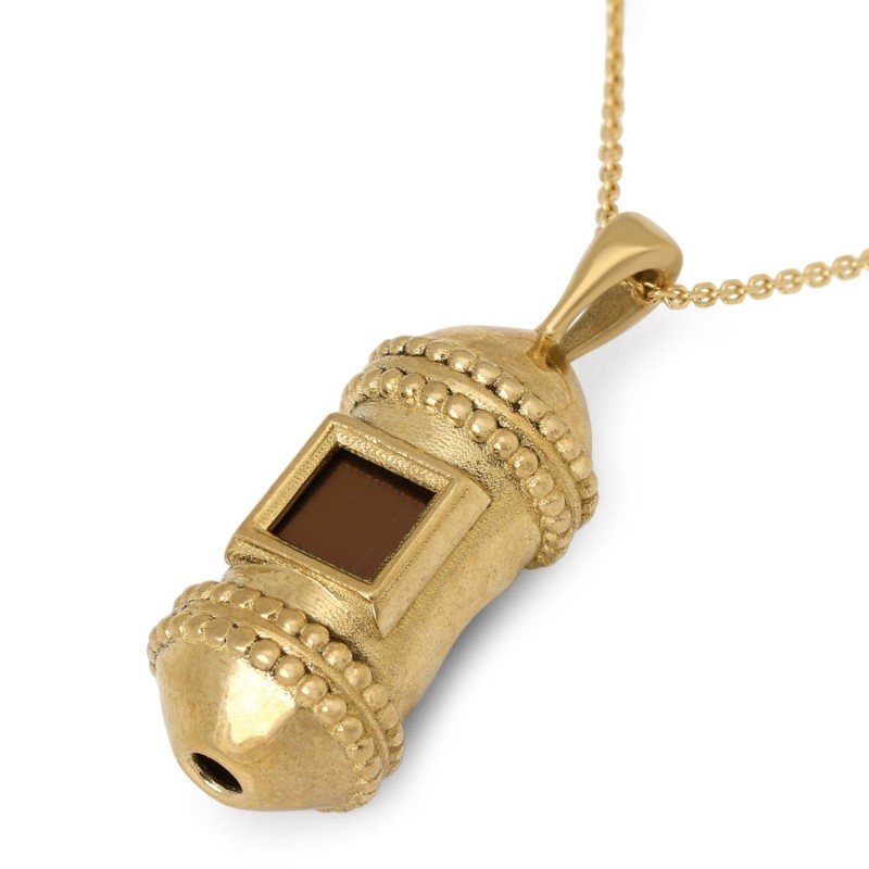 14K Gold Mezuzah Pendant with Nano Tanach Chip
