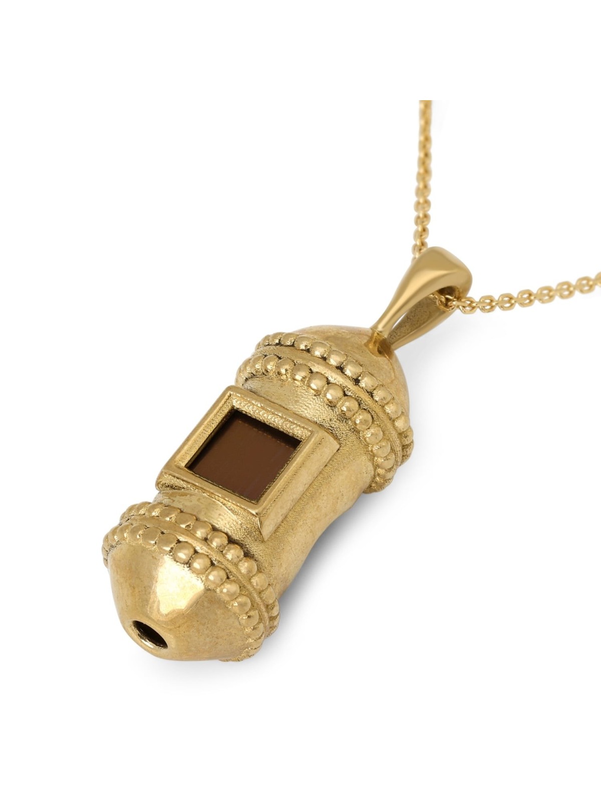 14K Gold Mezuzah Pendant with Nano Tanach Chip