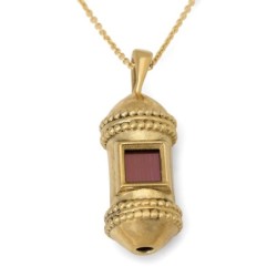 14K Gold Mezuzah Pendant with Nano Tanach Chip