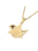 14K Gold Star of David and Dove of Peace Pendant with Sapphire and Wes