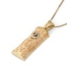 14K Gold Mezuzah Pendant with Elegant Flowing Lines & Shin