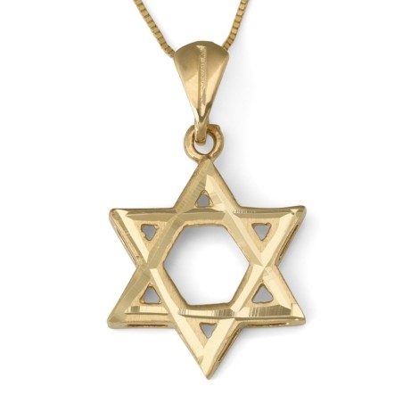Pendentif étoile de David à découpe lisse en or 14 carats