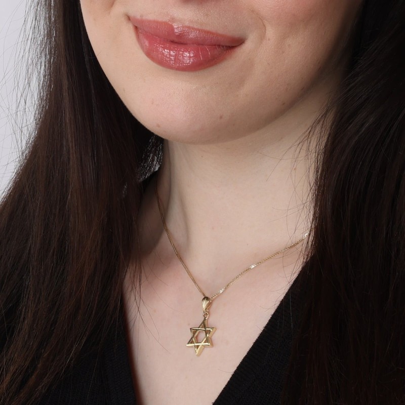 Pendentif étoile de David à découpe lisse en or 14 carats
