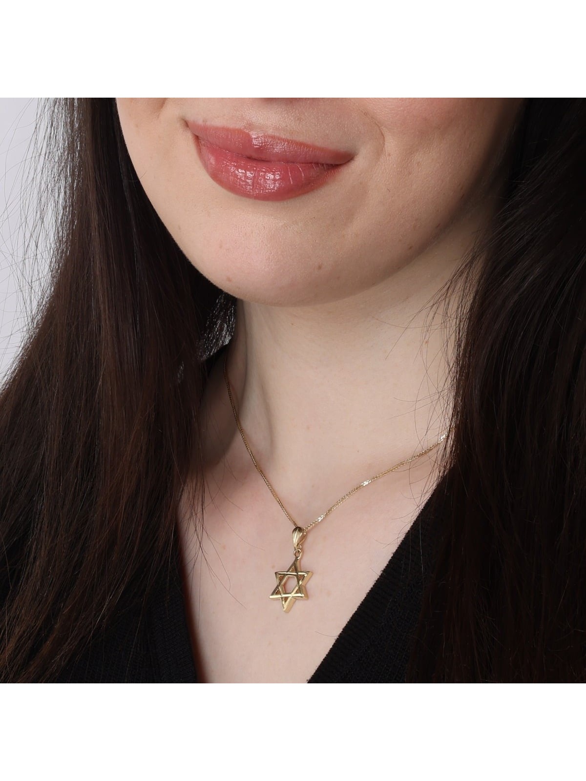 14K Gold Smooth Cut-Out Star of David Pendant