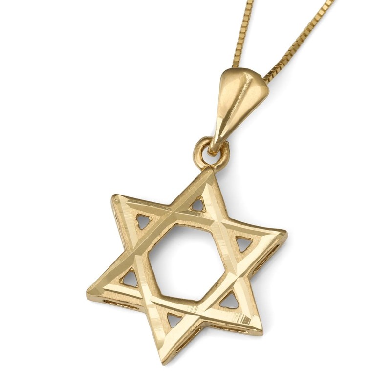 Pendentif étoile de David à découpe lisse en or 14 carats