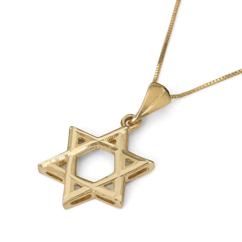 Pendentif étoile de David à découpe lisse en or 14 carats
