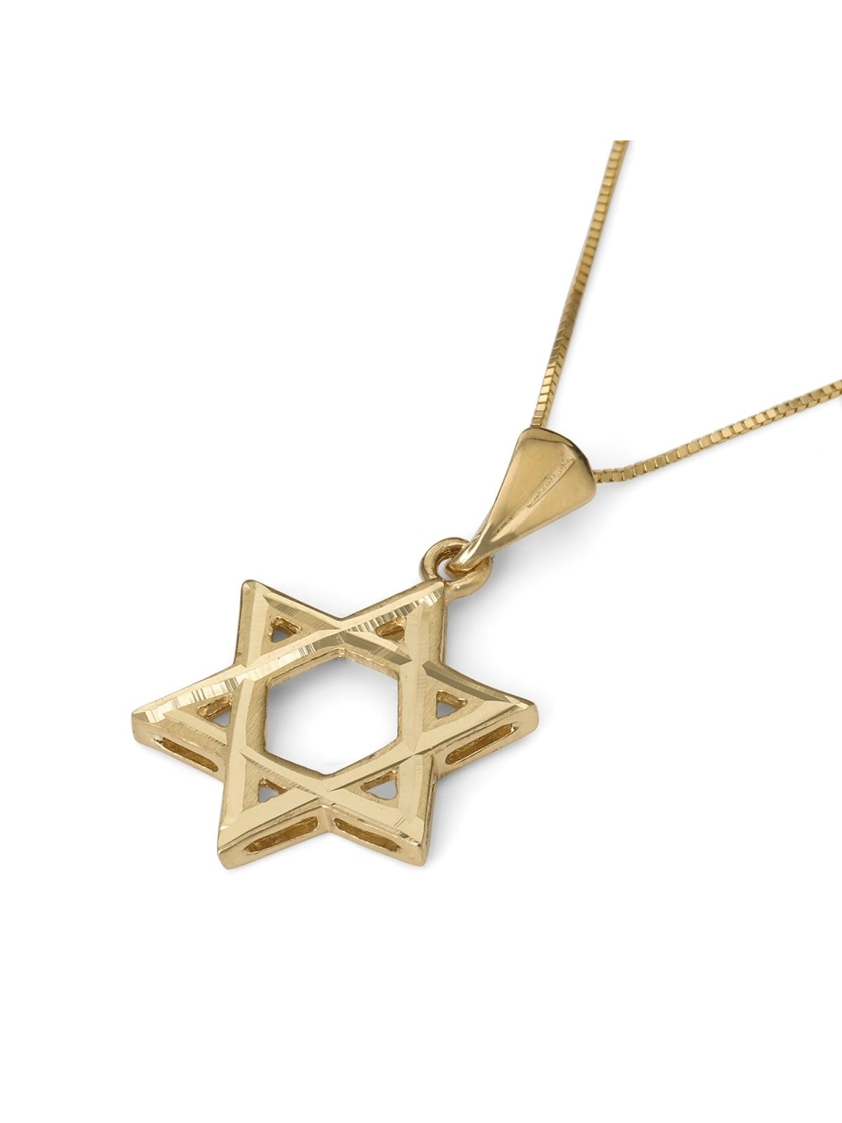 Pendentif étoile de David à découpe lisse en or 14 carats