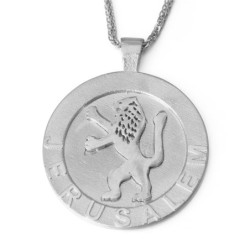 14K Gold Men's Circular Lion of Judah Jerusalem Pendant