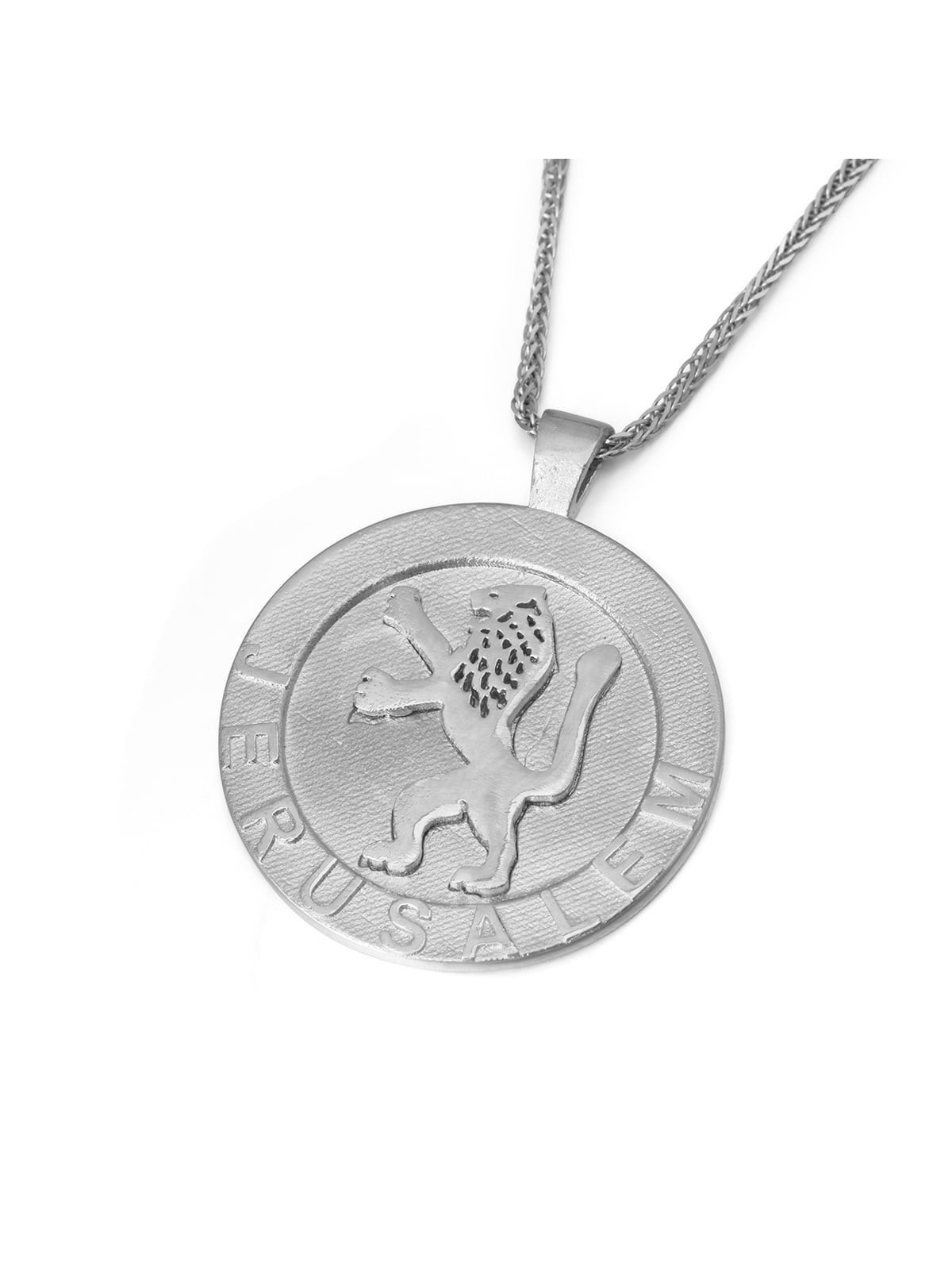 14K Gold Men's Circular Lion of Judah Jerusalem Pendant