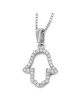 14K White Gold Hamsa Pendant with Diamonds