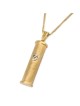 Pendentif Mezuzah cylindre en or 14 carats avec tibia en or blanc et te martelé
