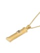 14K Gold Cylinder Mezuzah Pendant with White Gold Shin and Hammered Te