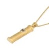 14K Gold Cylinder Mezuzah Pendant with White Gold Shin and Hammered Te