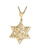 Pendentif grande étoile de David pour femme en or 14 carats avec motif en filigrane