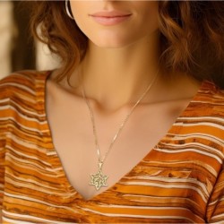 14K Gold Women's Large Star of David Pendant with Filigree Design