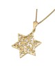 Pendentif grande étoile de David pour femme en or 14 carats avec motif en filigrane