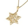 14K Gold Women's Large Star of David Pendant with Filigree Design