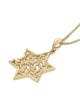 Pendentif grande étoile de David pour femme en or 14 carats avec motif en filigrane