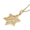 14K Gold Women's Large Star of David Pendant with Filigree Design
