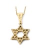 Large 14K Yellow Gold Star of David Pendant with Black Diamonds and De