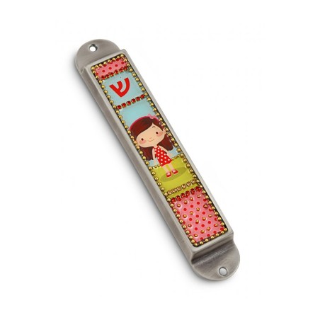 Iris Design Handcrafted Pewter Enamel Beaded Kid... | Children Mezuzah