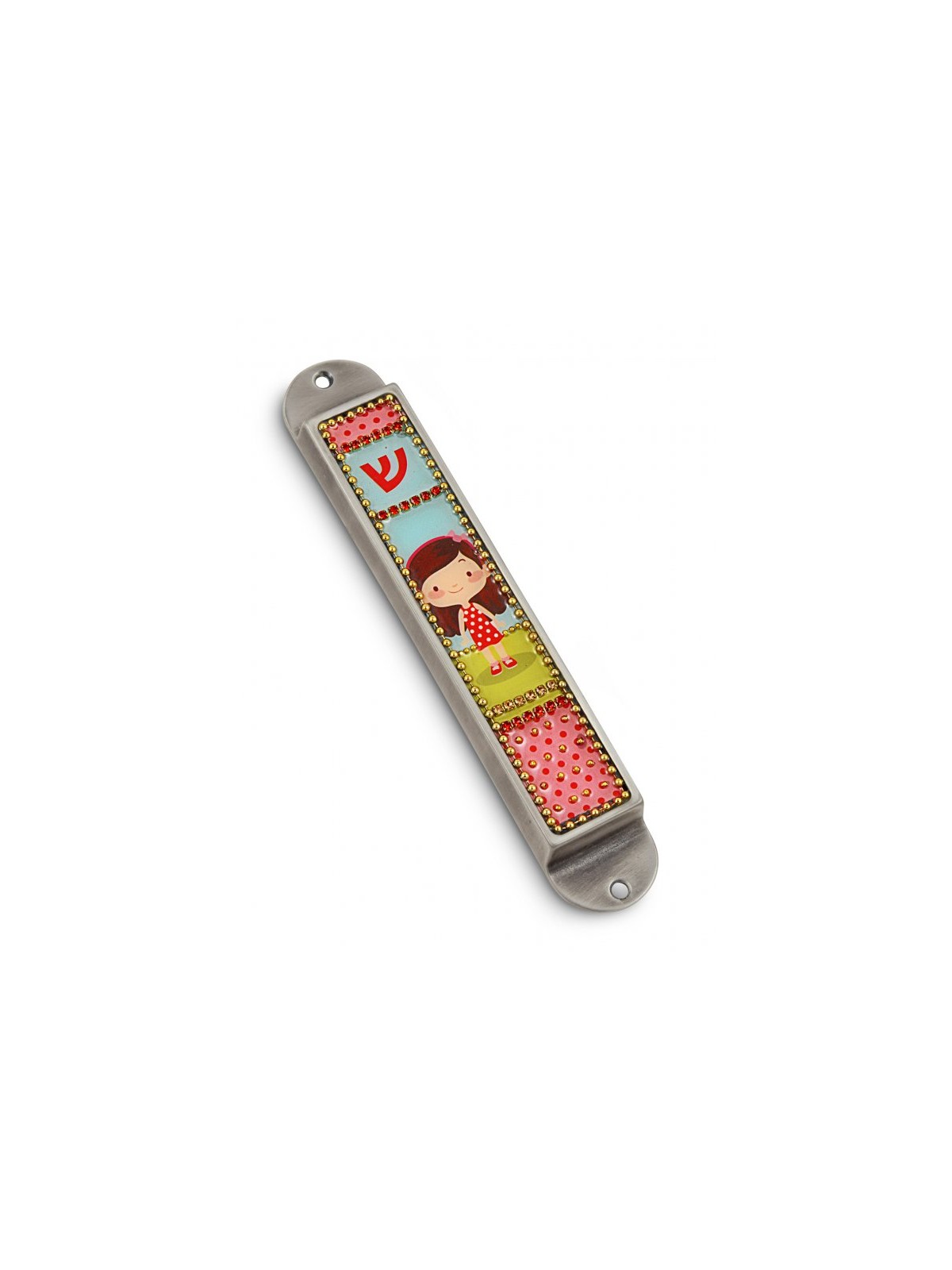 Iris Design Handcrafted Pewter Enamel Beaded Kid... | Children Mezuzah