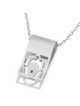 14K Gold Hamsa Folded Tab Ruby Pendant Necklace - Yellow or White Gold