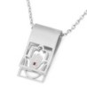 14K Gold Hamsa Folded Tab Ruby Pendant Necklace - Yellow or White Gold