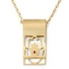 14K Gold Hamsa Folded Tab Ruby Pendant Necklace - Yellow or White Gold