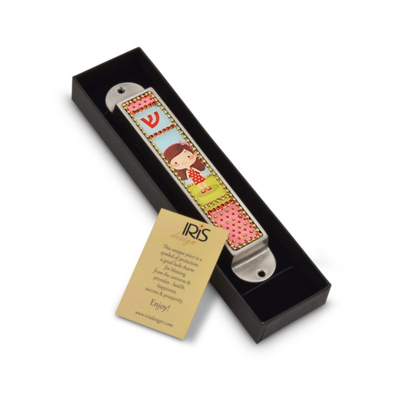 Iris Design Handcrafted Pewter Enamel Beaded Kid... | Children Mezuzah