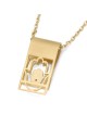 Collier pendentif rubis à languette pliée Hamsa en or 14 carats - Or jaune ou blanc