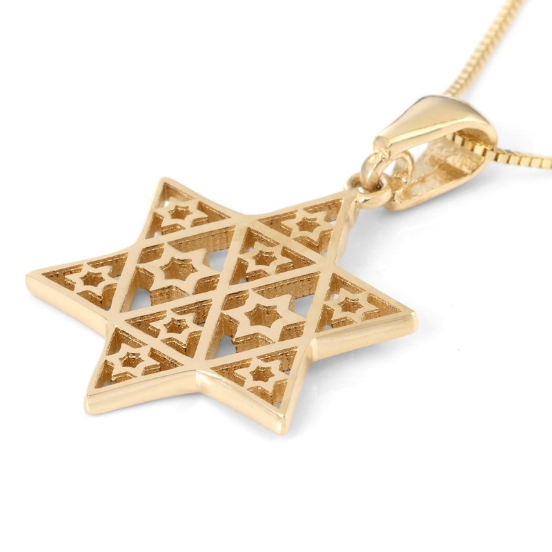 Composite Star of David 14K Gold Pendant Necklace