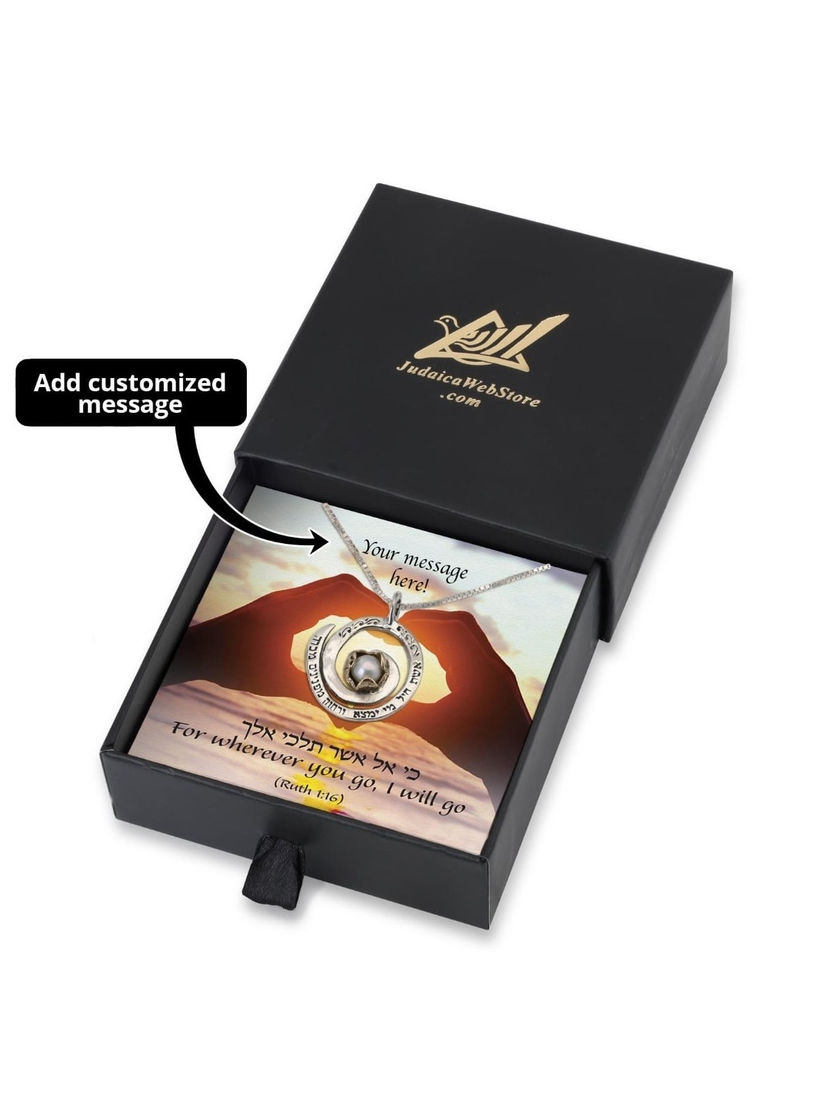 Coffret cadeau Je te suivrai avec femme de vaillance en argent sterling et perle