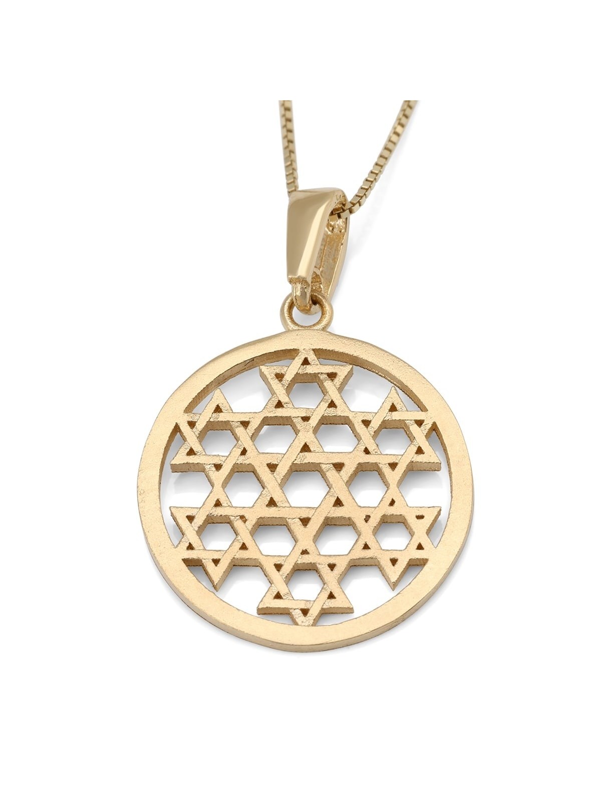 Round Star of David Compound 14K Gold Pendant Necklace