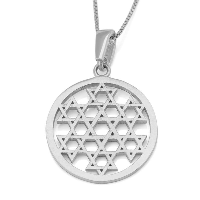 Round Star of David Compound 14K Gold Pendant Necklace