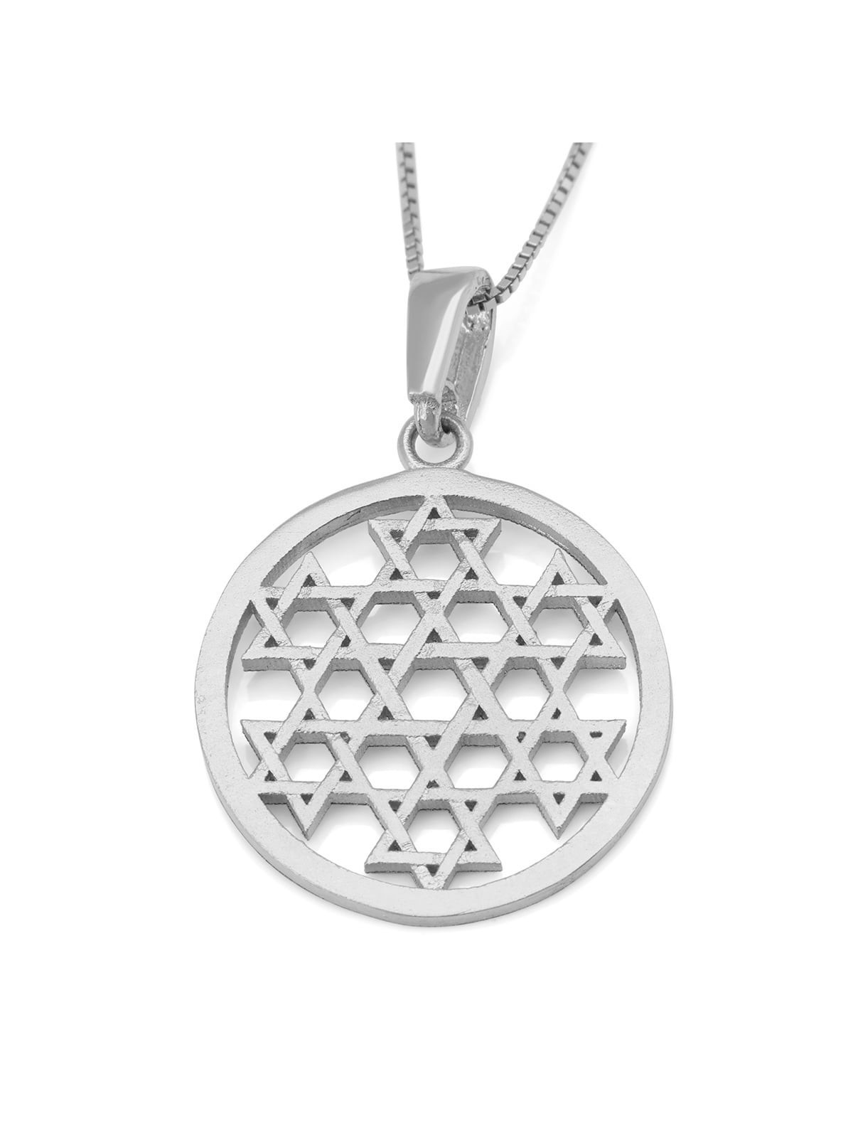 Collier pendentif rond étoile de David composé en or 14 carats
