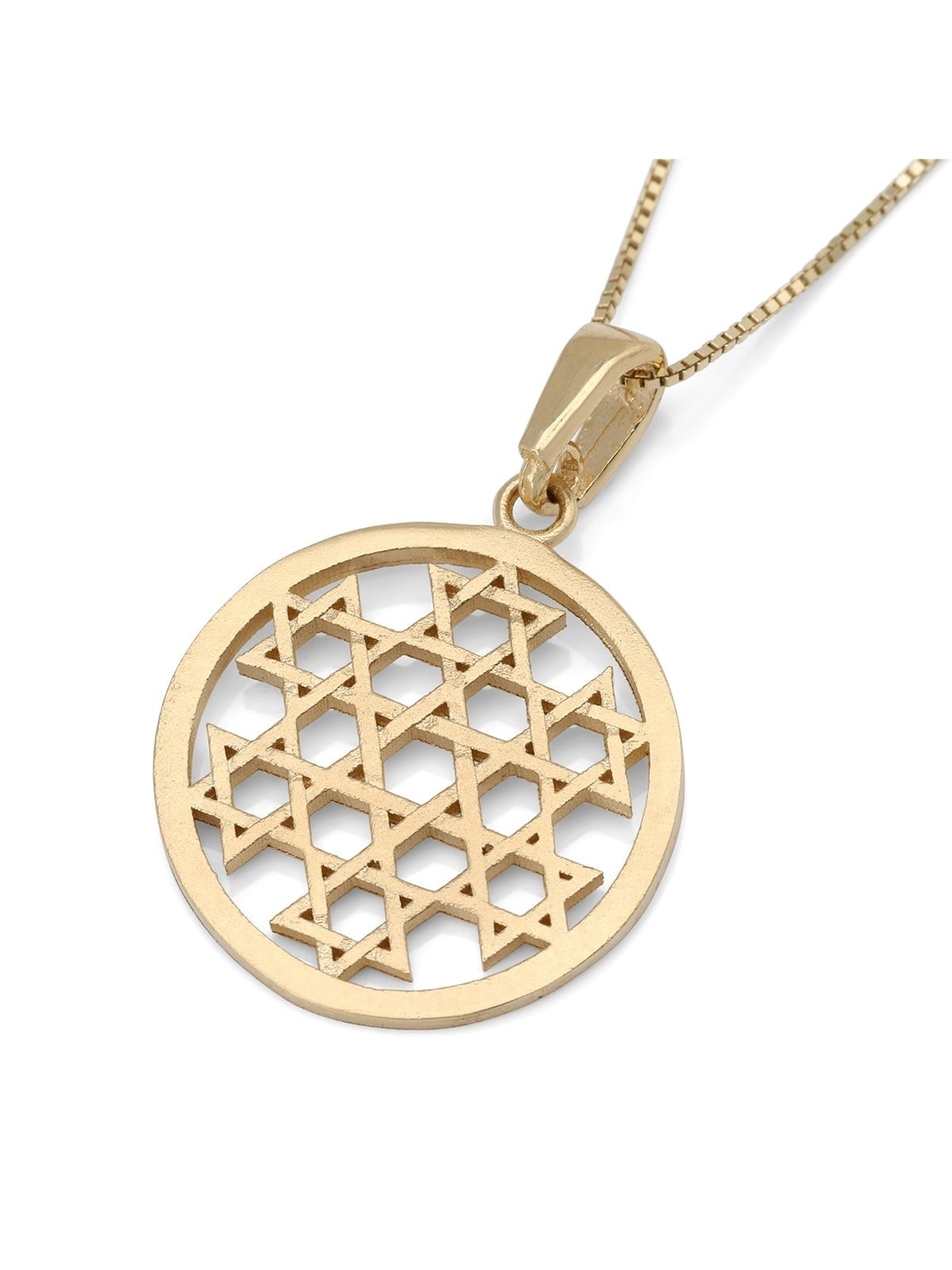 Round Star of David Compound 14K Gold Pendant Necklace
