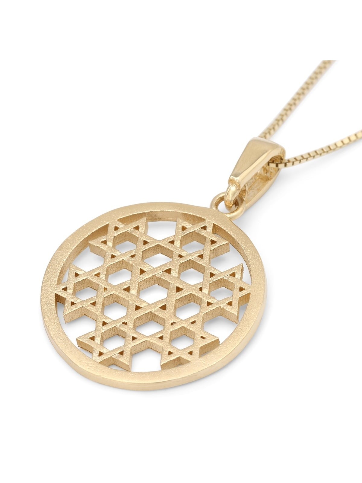 Round Star of David Compound 14K Gold Pendant Necklace