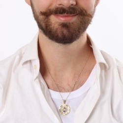 14K Yellow Gold Hoshen Shema Yisrael Pendant Necklace - Unisex