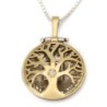 14K Gold and Sterling Silver Traveler's Prayer and Tree of Life Neckla
