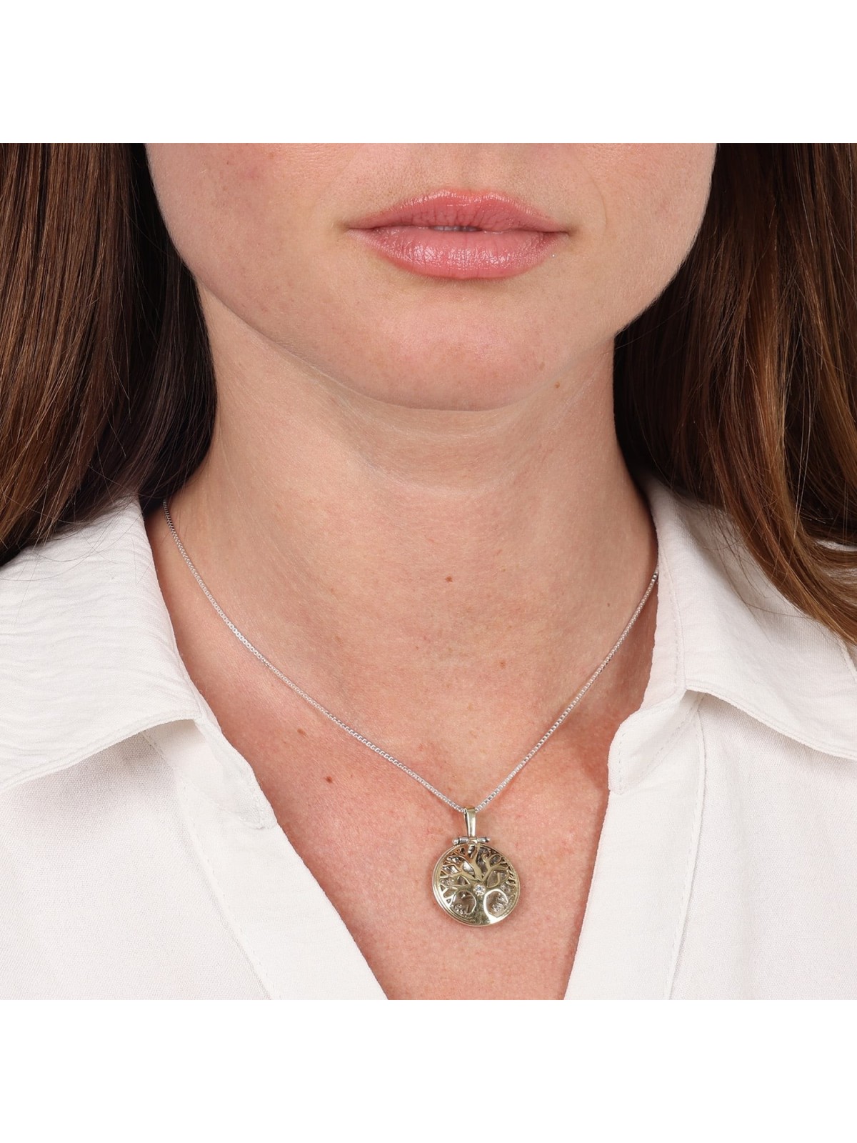 14K Gold and Sterling Silver Traveler's Prayer and Tree of Life Neckla