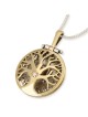 Collier prière du voyageur et arbre de vie en or 14 carats et argent sterling