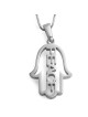 Collier pendentif Hamsa en or 14 carats avec motif paix (choix de couleurs)