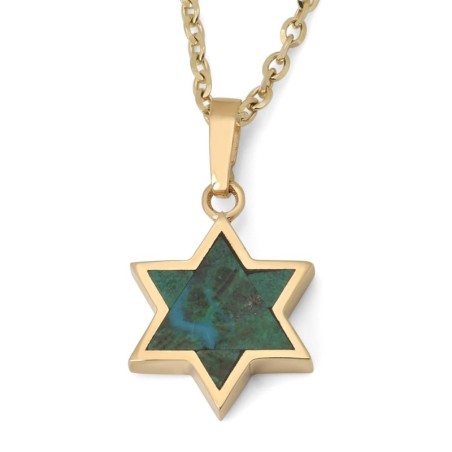 Collier pendentif étoile de David en or 14 carats pour femme avec pierre d'Eilat